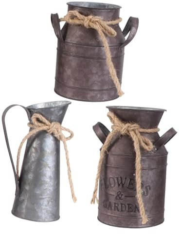 ABOOFAN 3pezzi Secchio Fiore Vintage in Ferro Vaso Decorativo Rustico Stile Contadino Contenitore Per Bouquet e Fiori Secchi Per Casa Giardino Ufficio Colori Casual