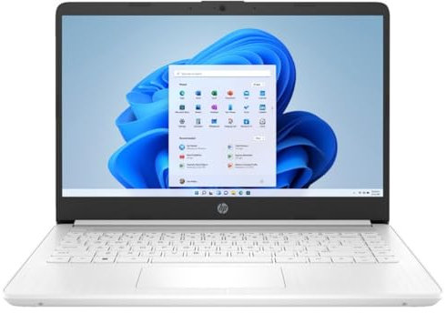 HP 14s-dq0508na 14 Laptop | HD 1366 x 768 220 Nits Display | Intel Celeron N4120 Quad Core CPU | 4GB DDR4-2400MHz RAM | 128GB PCIe NVMe M.2 SSD | Windows 11 Home | White