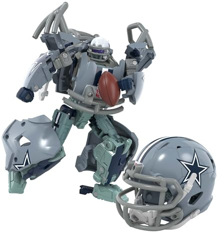Transformers NFL Dallas Cowboys Starblitz 5.5-Inch Action Figure Changes from Robot to Helmet, Football Toys for Ages 8+