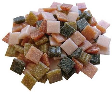 Zimasi Glasmosaik 1x1 cm Naturmix 900 g | Naturtöne, ca. 1350 Stück, 1x1 cm, Für Erwachsene & Kinder, Robuste Mosaiksteine