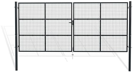 Casanoov Portail Grillage OLGA 4x1,8 m Aluminium Gris Anthracite – Double Battant avec Poteaux Inclus – Acier Galvanisé – Résistant Intempéries et Corrosion – Kit Complet Montage Facile 385x175 cm