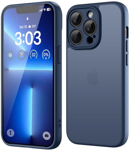 ORDA für iPhone 13 Pro Hülle, Vollständiger Kameraschutz, DunkelBlau | Matt Handyhülle für iPhone 13 Pro,Stoßfest Kratzfest Transluzente Rückseite Schutzhülle, Anti-Fingerabdruck Case