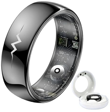 JINSHANGZI High-end ECG Blood Oxygen Health Smart Ring Heart Rate Blood Pressure Sleep Monitor Rings 5ATM Waterproof Multiple Sport Modes (Black,11)