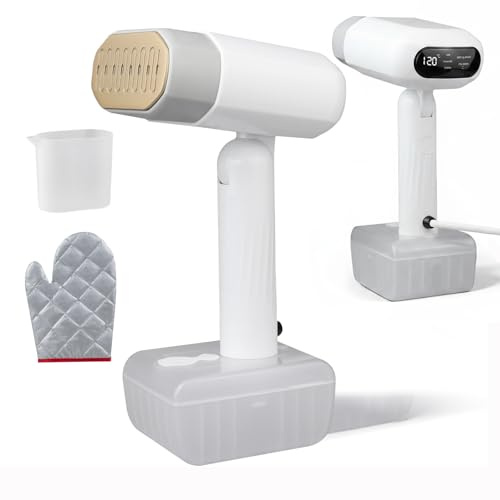 Stiratore a Vapore 1800W, 5 Regolazioni di Vapore, Stiratore Portatile per Camicie, Serbatoio 330ml, con Guanti da Stireria, per Casa, Ufficio, Viaggi, Rimuovi-Piega