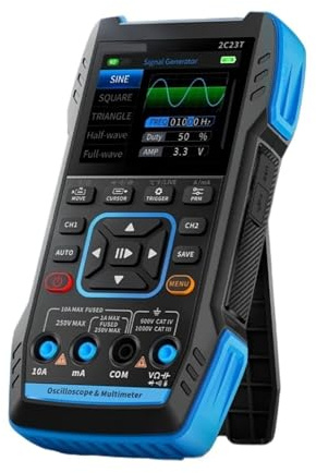 AIRUIXI 2C23T 3IN1 Dual Channel Digital Oscilloscope Multimeter + Function Signal Generator 10MHZ*2 50MS/s AC DC 1000V 10A T-RMS(2C23T Standard)