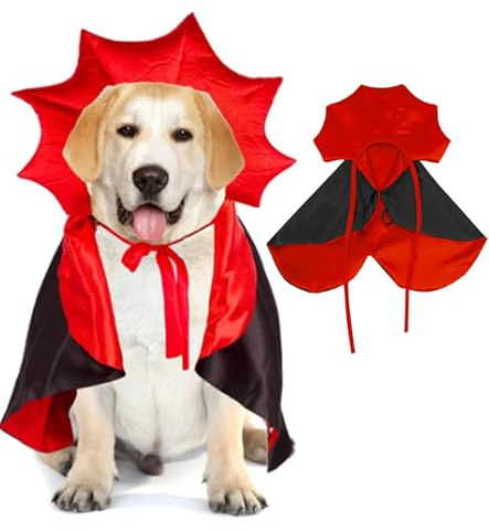 Mantello per costumi di Halloween per cani e gatti, costumi di Halloween Mantello da vampiro per animali domestici, Mantello da vampiro con ali pipistrello melone Costumi cosplay animali domestici (S)