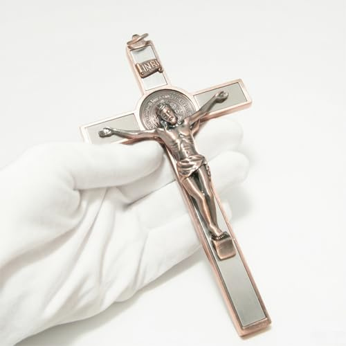 RZRHMUHN Kruzifix Wandkreuz aus Zinklegierung, katholische Kreuze mit schwarzer Emaille – 19,5 cm langes Kruzifix für Wand, Jesus christliches Wandkreuz für Heimdekoration