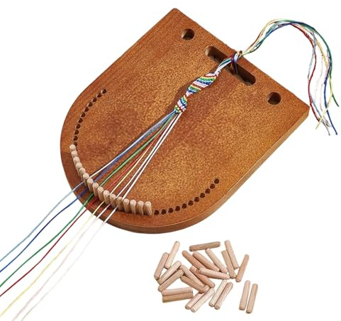 Pzuryhg Armbandhersteller aus Holz, Schmuckflechtwerkzeug, Freundschaftsarmband-Set mit robustem Rahmen für Hobbyisten, DIY-Schmuck und kreative Projekte, 23 x 19 x 1,8 cm