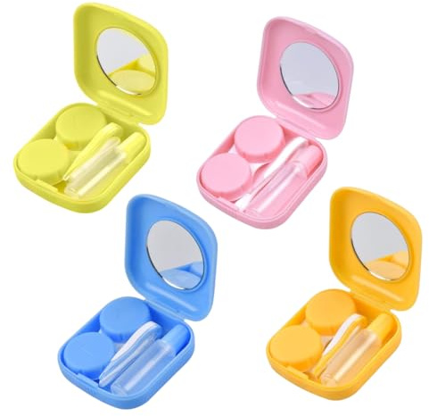 Soporte Higiénico Portátil para Lentes de Contacto, 4 Piezas, estuche de viaje para lentes de contacto, accesorios, Con Espejo, Pinzas, Quita Lentillas Y Botella De Solución, Adecuado para Uso Diario