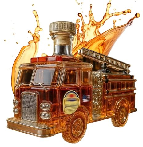 Decantador Forma Coche, Botella Whisky Camión Bomberos, Arte Vidrio 3D Tallado Mano, Dispensador Alcohol 300 Ml Para Bourbon Brandy, Regalo Bar Único Hombres Papá, Figura Escultórica