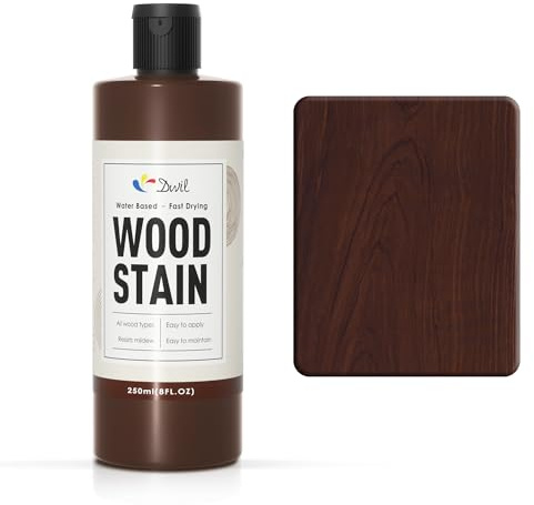 DWIL Wood Stain (Dark Walnut) Water Based, Fast Drying, Low Odour, Non-Toxic, Easy Application for Indoor & Outdoor Furniture, Cabinets and Wood Surfaces-250ml