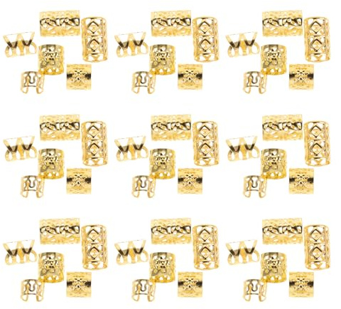 OUNONA 120 Stück Haarringe für Dreadlocks Gold Verstellbare Haarmanschetten aus Metall Filigrane Haarperlen und Schmuck für Zöpfe Einfach zu Befestigen Langlebig und Komfortabel