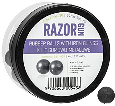 RazorGun Gummi-Metallkugeln Kaliber 50 (.50) für Paintball und Luftgewehre