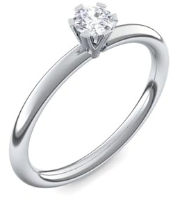 Verlobungsring Zirkonia Stein von AMOONIC mit LuxusEtui Solitärring | Solitaire Ring Verlobung Silber schmal dünn Antragsring Heiratsantrag Silberring Diamantring UW01SS925ZIFA