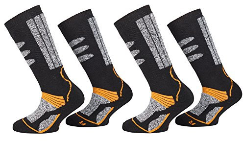 PistenSauser 2 Paar warme Skisocken, Ski-Kniestrümpfe zum Preis von einem Paar mit zusätzlicher Garantie, Damen, Herren, Kinder (Kinder - Orange, 39-42)