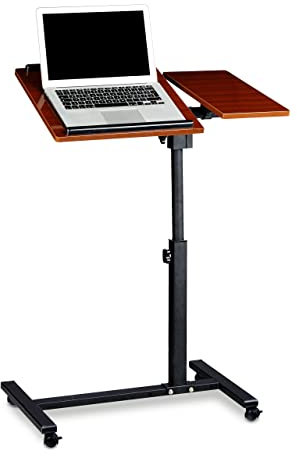 Relaxdays Tavolino da Laptop, Rotelle con Freni, Altezza Regolabile, HLP 95x60x40 cm, Ripiano, 2 Aste Antiscivolo, Rosso