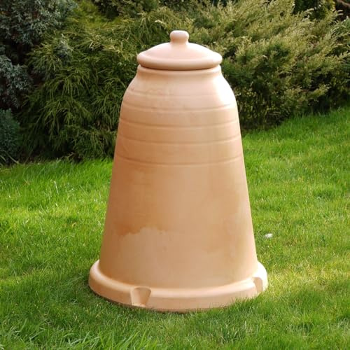 Organics Rhabarber Traditioneller Viktorianischer Stil Terrakotta Pflanzgefäß mit Deckel & Griff für den Außenbereich 81 cm Hoch Ø 56 cm – Grow Your Own Bio-Produkte