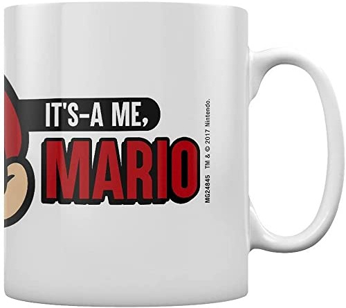 Super Mario It's A Me, Mario Unisex Tasse weiß/schwarz/rot Keramik Fan-Merch, Filme, Gaming