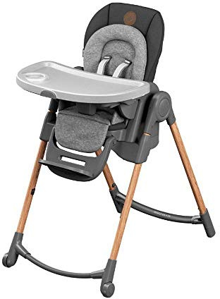 Maxi-Cosi Minla Evolutive Highchair, 0–14 Years, up to 60 kg, Baby High Chair, 9 Height Options, 5 Recline and 4 Tray Positions, Compact Fold, Adjustable Footrest, Essential Graphite