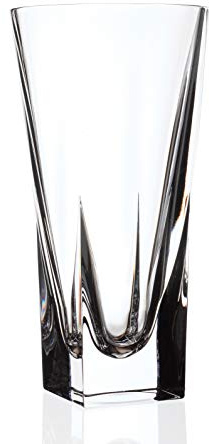 Barski Vase - Crystal Glass - 10 Height - for Flowers - Round Top - Square Bottom - Made in Europe