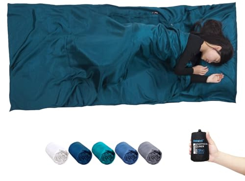 BROWINT Seidenschlafsack Inlett, Hüttenschlafsack aus 100% Naturseide, Extrabreite 220x110cm, 220x87cm, Mumie, Schlafsack Inlett, Inlay, Reiseschlafsack dünn, Leicht, Kompakt, Verstärkte Ecken
