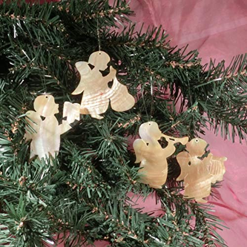 Engel-Orchester, Christbaumschmuck, Anhänger aus Perlmutt, 7er Set, Weihnachtsbaumanhänger aus Naturmaterial