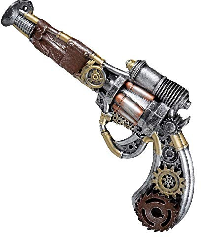 WOOOOZY Pistole Steampunk, Silber, 31 cm