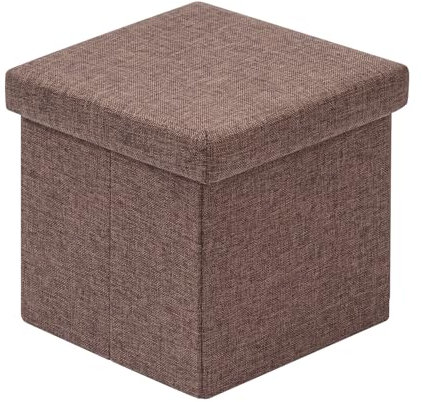 Bonlife Coffre a Jouets Poufs et Repose Pieds Chevet de Lit Meuble Salon Volume de 20 L Rangement Jouet Enfant Limite de Poids 150kg Brun Lin