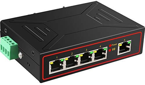 MEO - Conmutador LAN Gigabit Ethernet industrial RJ45 de 5 puertos, 10/100 Mbps dúplex completo/medio dúplex