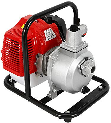 Gartenpumpe 43cc 2-Takt Wasserpumpe Benzinmotor Motorpumpe Teichpumpe 6500rpm Benzin Garten Brunnen Teich Pumpe für Bewässerung Brunnenpump