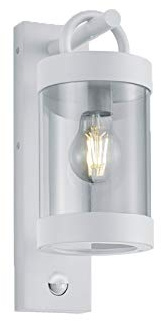 meineWunschleuchte Außen-Wandleuchte Höhe 33cm Außenlaterne für Haus Wand, | Bewegungsmelder & E27 LED, Außenleuchte Landhausstil Wandlaterne Weiß für Wand Beleuchtug außen IP44