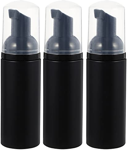 FRCOLOR 3 st 50 ml skumpumpflaskor i plast mini resestorlek skummande tvålpumpdispenser för tvål, schampo (svart)