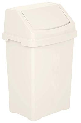 M1SS 8L Litre Plastic Swing Bin Waste Recycle Dustbins Kitchen, Bathroom Rubbish Trash Refused Bins (Soft Cream)