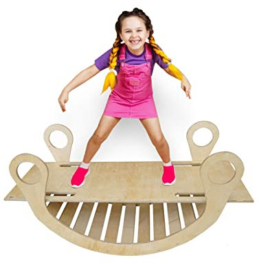 Holzwippe | Montessori Kletterbogen | Bogen mit Rampe | Bogenwippe für Kinder | Kleinkind Kletter Bogen | Skyline Klettergerüst Indoor Kinder | Kletterbogen Rutsche | Wippe Holz | Kletterdreieck UE