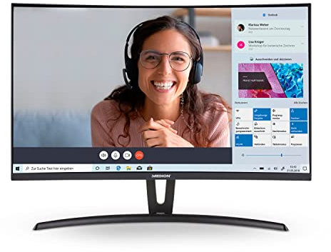 MEDION P52710 (MD 22010) 68,6 cm (27 Zoll) Full HD Curved Monitor (16:9, integrierte Lautsprecher, HDMI, VGA, Audio In, mehrsprachiges Menü)