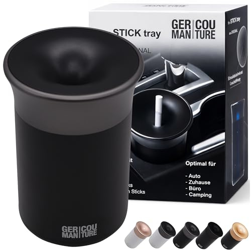 GC German Couture Stickbecher Auto-Aschenbecher kompatibel mit IQOS ILUMA PRIME TEREA Sticks u. Heets-Sticks + Glo Hyper Pro Air neo-Sticks Zubehör u. für PLOOM, schwarz/grau