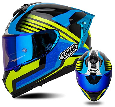 DXDRT Motorrad-Integralhelm Dot/Ece-Zertifiziert, Motorrad-Moped-Street-Bike-Rennen Casco Moto-Helm Mit Getöntem Visier Drop-Down-Sonnenschutz Für Erwachsene Männer Und Frauen,Night Walk,XL