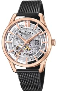 Festina Orologio Automatico Donna Acciaio Inossidabile 316L Nero - Orologio donna - Vetro zaffiro alta resistenza F20628/3
