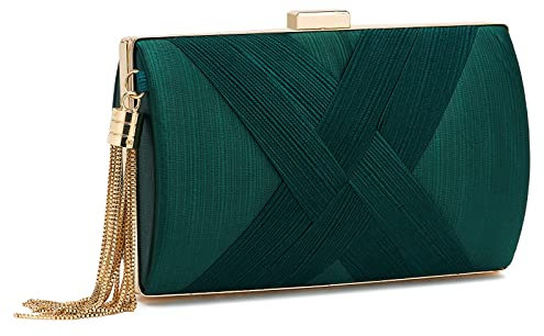 ZOUIQSS Damen Clutch Abendtasche Fransen Elegante Kettentasche Tasche Clutch Bag,Hochzeit Wedding Prom Party Handtasche Crossbody Schultertasche klein Umhängetasche(Grün)