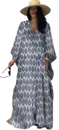 PHLCEhot Women Maxi Long Tunic Dress Plus Size Kaftan Beach Cover Ups