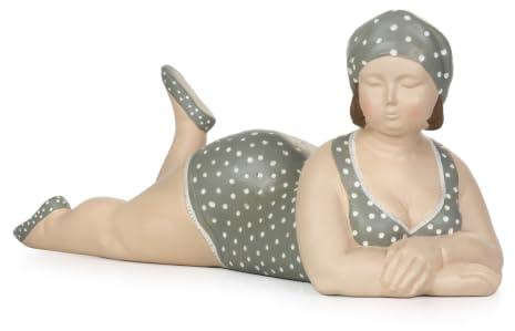 Moritz Deko-Figur mollige Badenixe im Badeanzug liegend Maritime Deko aus Polyresin Dekorations Idee Standdeko Badzimmer Statue Skulptur