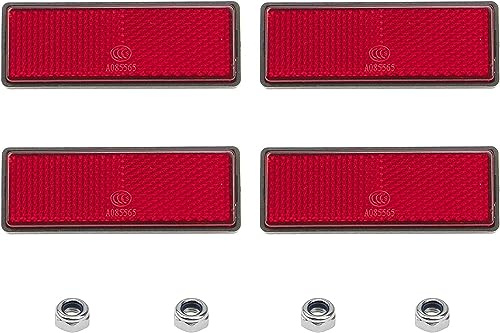 Voarge 4 Pcs Motorrad-Reflektoren, rote rechteckige Reflektoren Schraubbefestigung, Reflektoren für Anhänger LKW Motorrad Traktor RV Fahrrad