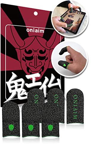 OniAim DemonSleeves Gaming-Fingerhüllen, hohe Empfindlichkeit, Silberfaser, Handyspiel, Daumenschutz für FPS, Soundspiele, PUBG, Anti-Schweiß, 6 Stück, DemonSleeves (grün)