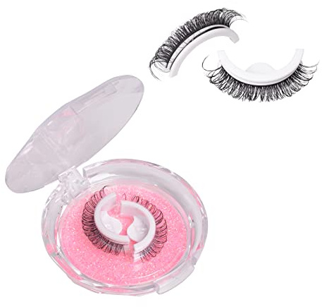 Wiederverwendbar Selbstklebende Wimpern, Künstliche Wimpern Kein Kleber Nötig-Natürlich, Curling 3D Wimpern für Anfänger Wiederverwendbar Wimpernverlängerung zu Hause Lashes Wimpern Extension (Lockig)