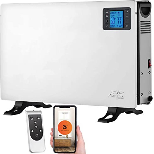 Sichler Haushaltsgeräte Elektroheizung: WLAN-Konvektor-Heizung, 2.000 W, App, Sprachsteuerung, Fernbedienung (Elektrische Heizung, Elektrischer Heizkörper, Heizstrahler)