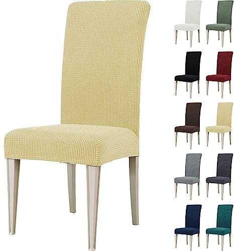 Ystyle Stretch Stuhlhussen 4er Set, Stuhlbezug Elastisch Abnehmbarer Waschbarer, Universal Hussen Für Stühle, Stuhlbezüge Chair Cover Für Hotel Bankett Küche Restaurant Hochzeit Party, Beige