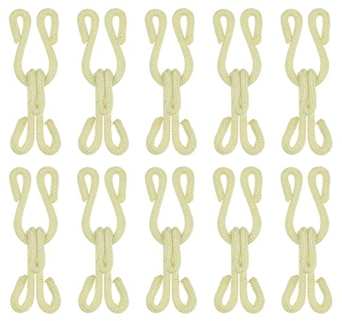 sourcing map 12 Stück BH Haken BH Verlängerung 2 Haken Hosenverschluss, 37mm Nähzubehör Ösen zum Annähen Polyester Abgedeckt Closure für Clothing Bra Trousers Skirt DIY Craft, Beige