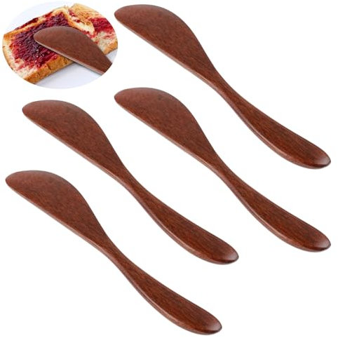 Mabor 4 Stück Buttermesser Klein Holz, Klein Holzmesser Marmeladenmesser Wooden Butter Spatula Hölzernes Butter Knife Spatel Gelee Käse Spreizer Für Käse Butter Marmelade Tägliches Frühstück Spreader