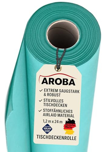 AROBA 1X Airlaid Papiertischdecken Rolle 1,2 x 24 m - Einweg Tischtuch - Stoffähnliche Premium Tischdekoration - Robust & Hoch saugfähig - Für Catering, Events, Hochzeit, Hotel & Party - Hellblau