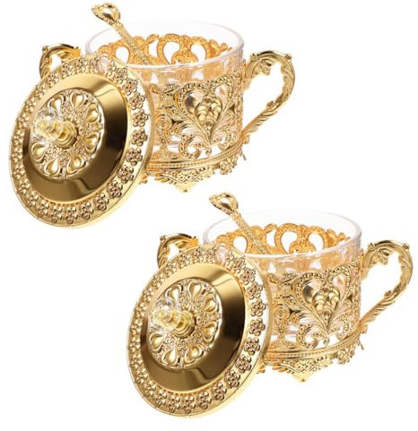 DECHOUS Sucrier en Fer et Verre avec Cuillère, Lot de 2 Pièces